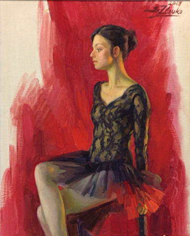 Seated Ballerina In Black Tu Tu